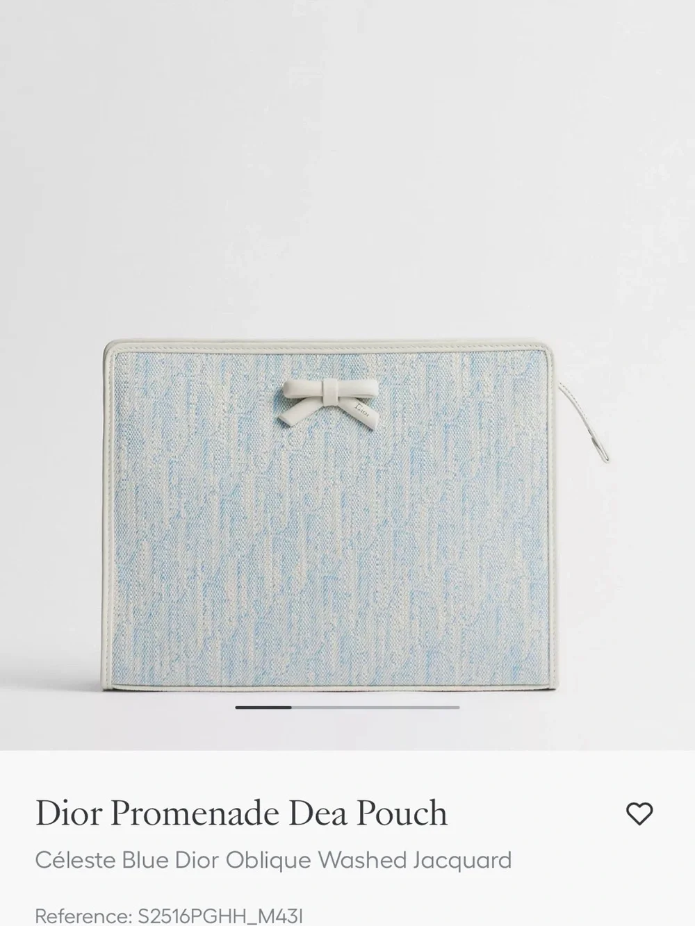 Dior Light Blue and White Bow-Trim Cosmetic Pouch